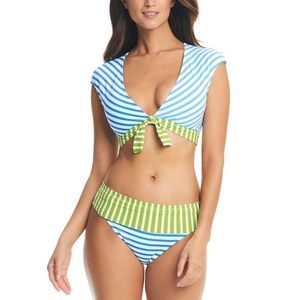 Bleu Rod Beattie Women's Striped Fold-Over Bikini Bottoms Multicolor 12